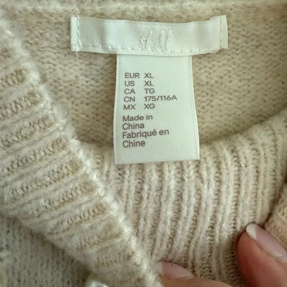 H&M Beige Pearl-Embellished Sweater - Picture 3 of 10